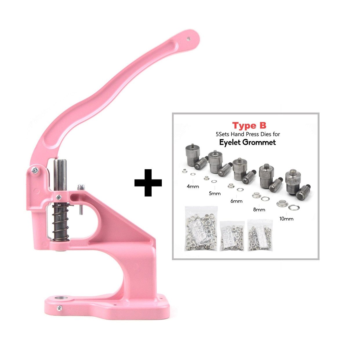 Pink Hand Press Machine For Eyelet Grommet Dies Or Double Cap Rivets Snap Ons Dies Mould Tool Craft Diy Supplies