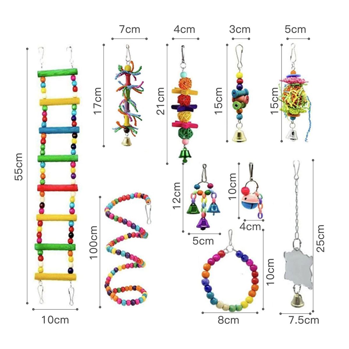 10pcs Bird Toys For Parrot Swing Climbing Rope Ladder