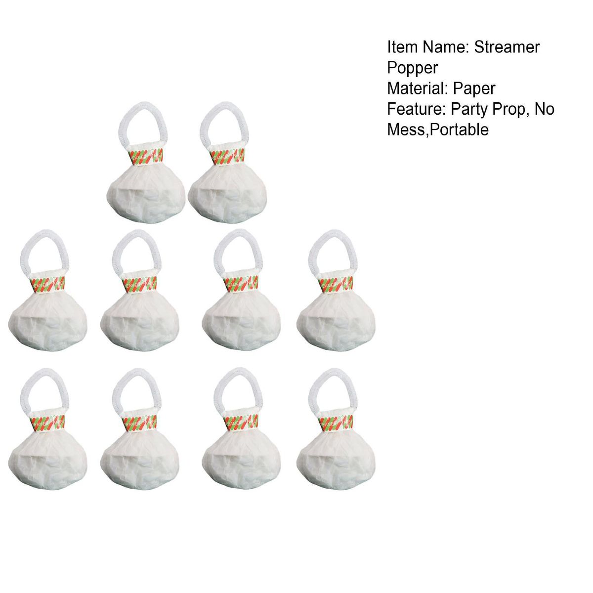 Hand-thrown Streamers 10pcs Celebration Streamer Popper for Parties White