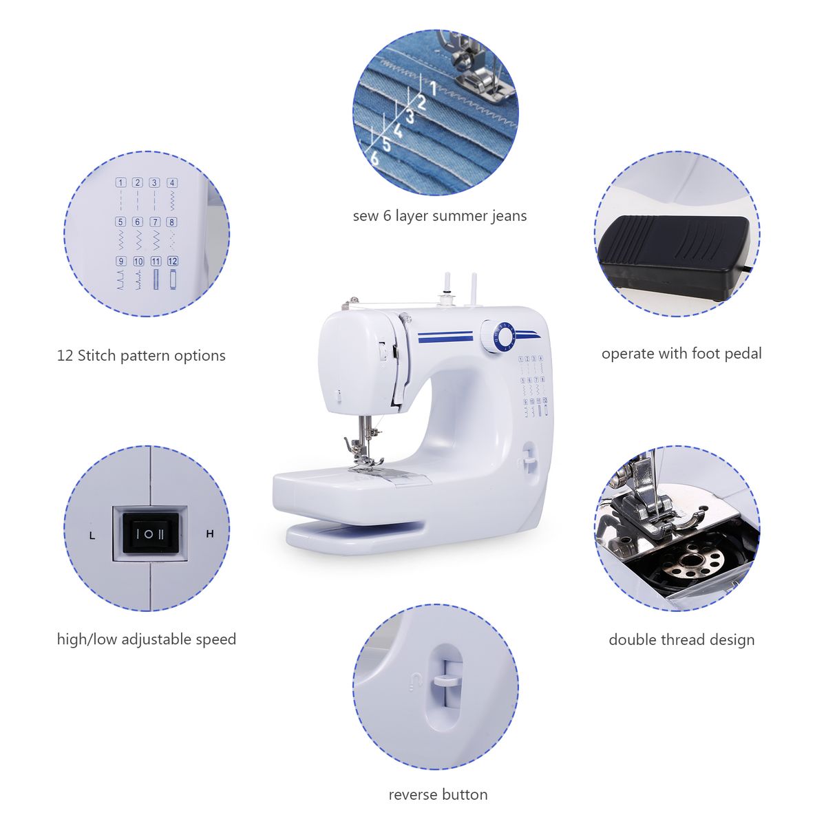 Mini Electric Sewing Machine Household Built-in Stitches