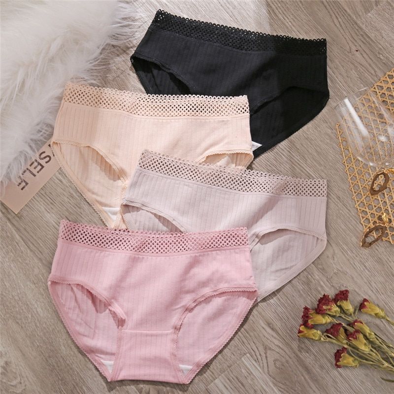 3Pc Women's Cotton Panties Hollow Waist Y  Soft Briefs For Women Female Lingerie Fashion Ladies Underpants L-2XL