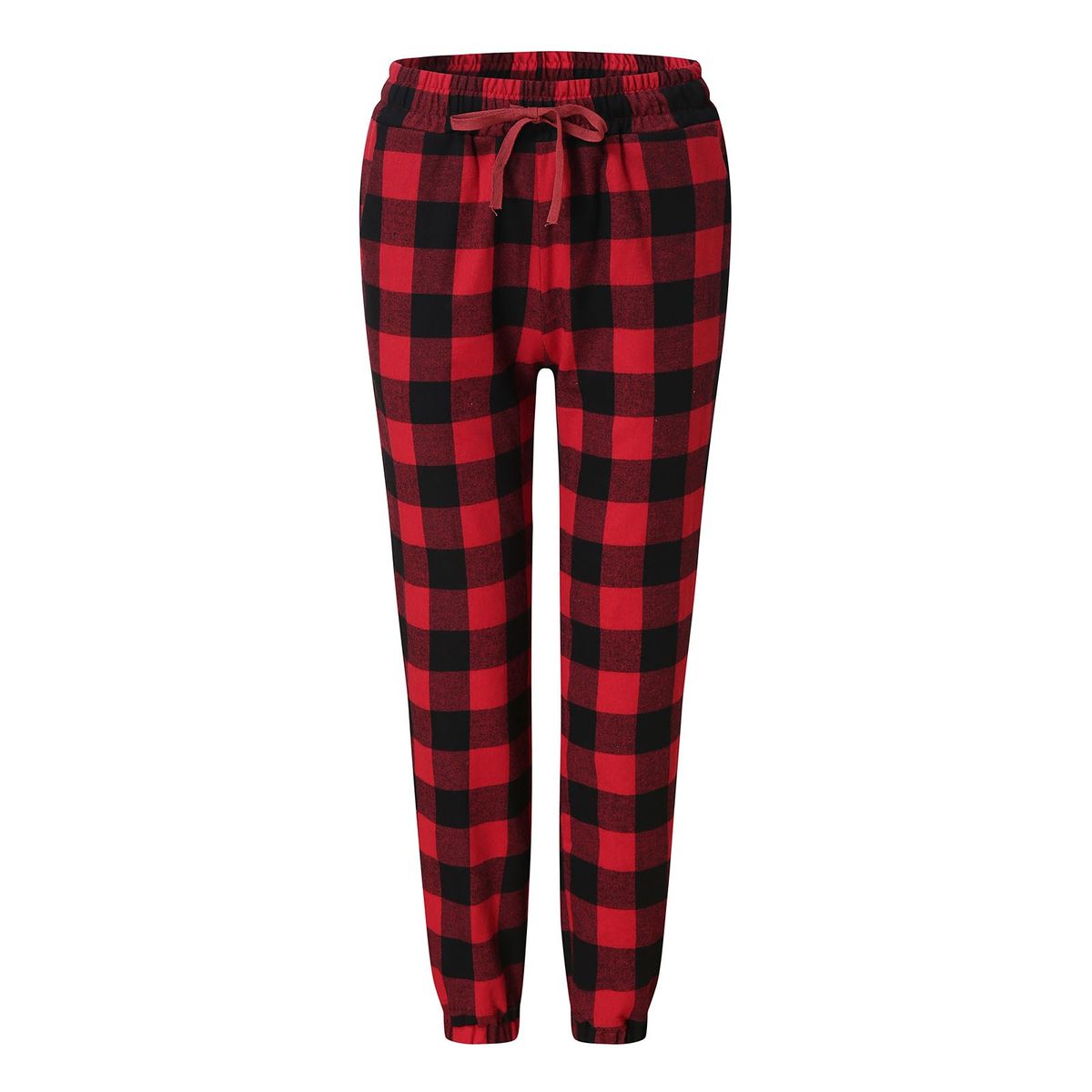Ladies Plaid Print Pants Vintage Lace Up Casual Pants Street Ladies Pants
