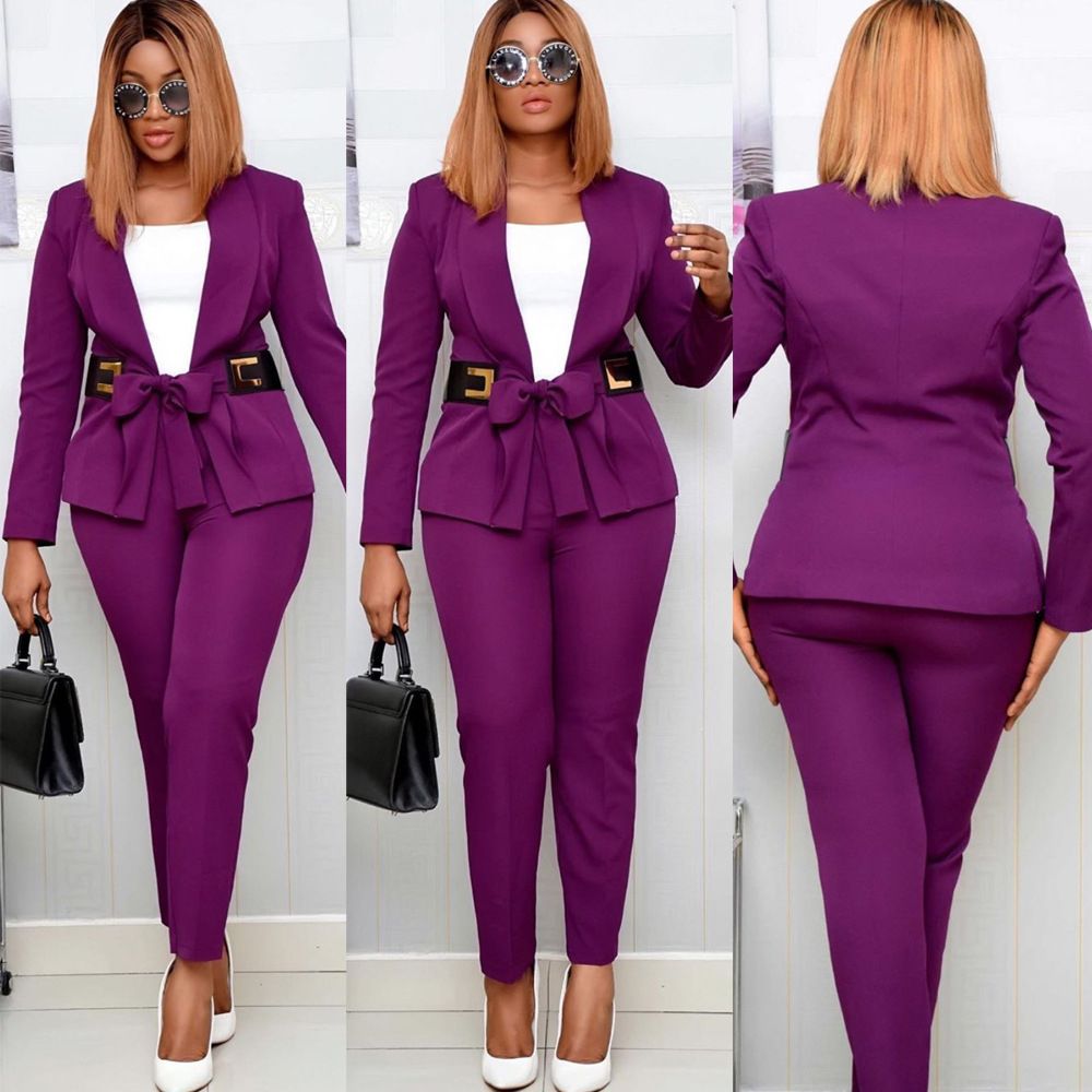Women's Suit With Special Leather Belt, Plus Size Suit