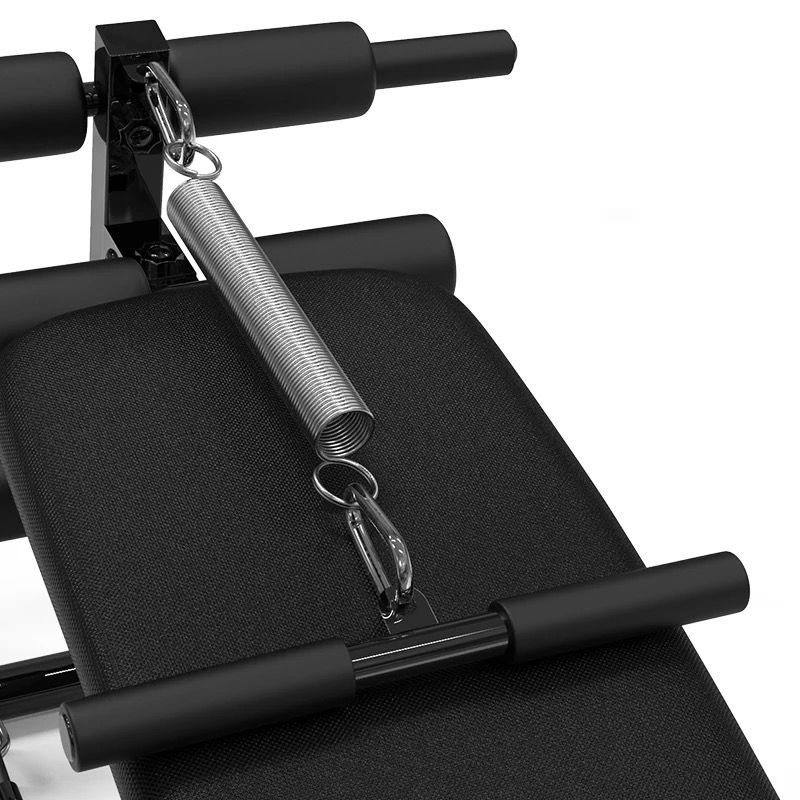 Sit Up Bench With Dumbbells And Pull Up Spring For Arm Coiling Exercise And Exercise Ball.