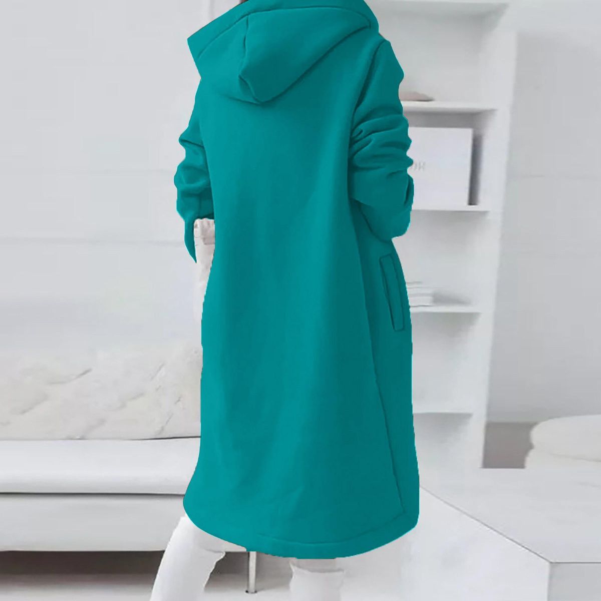 Women's Solid Color Hoodie Zipper Long Sleeve Sweatshirts Irregular He