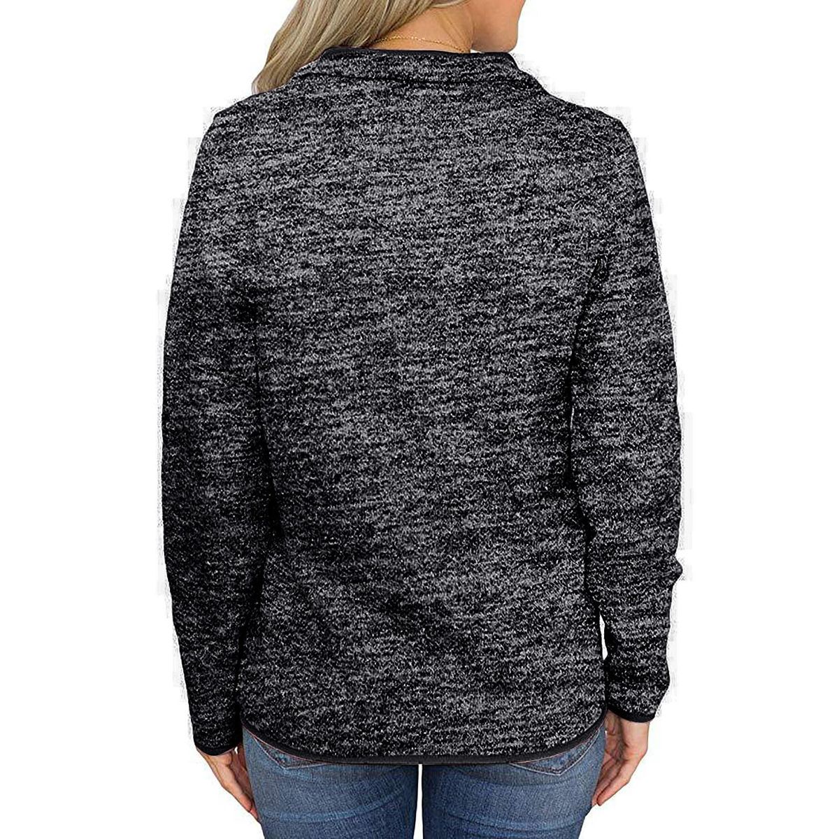 Women Quarter Zipper Stand Collar Long Sleeve Sweatshirt With Pockets