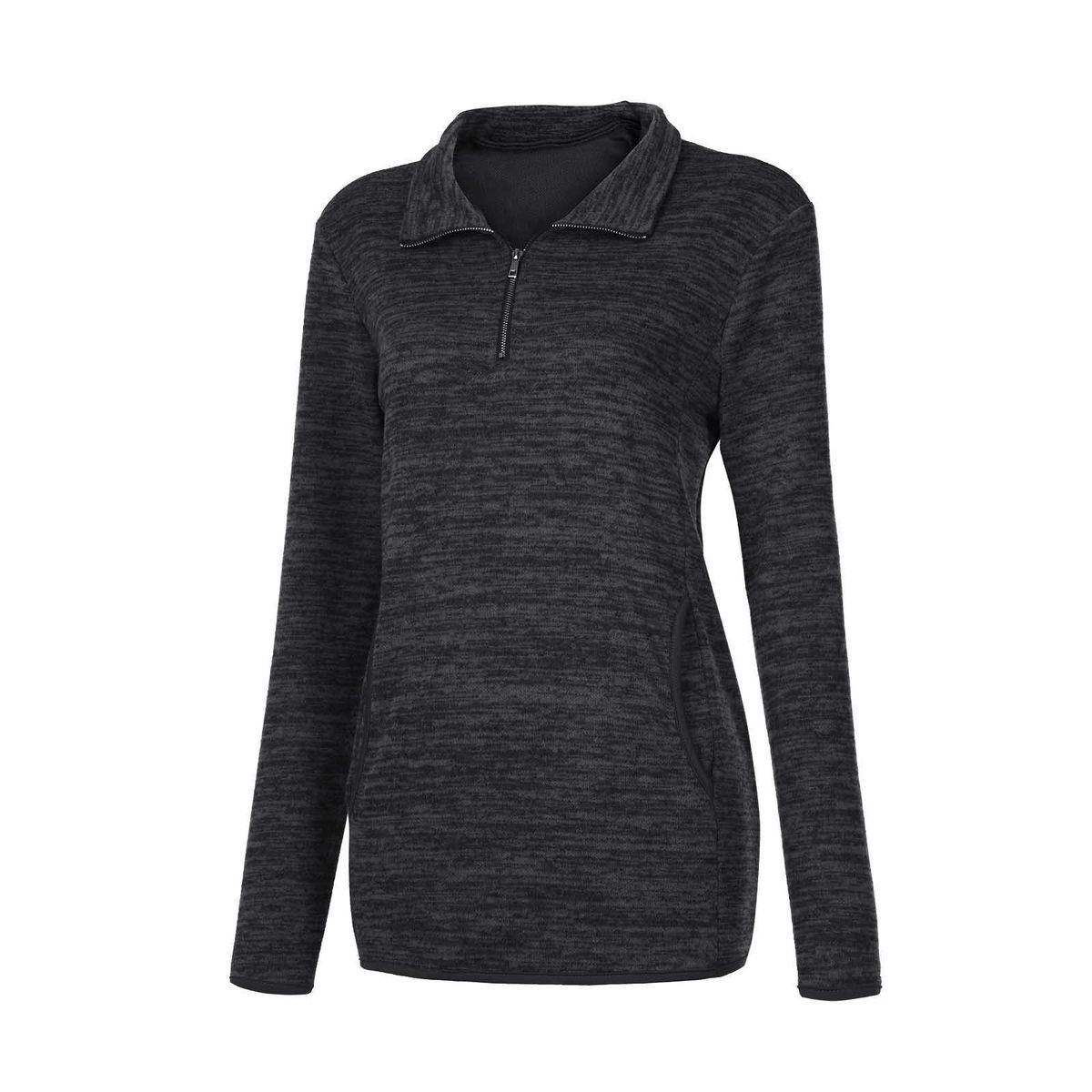 Women Quarter Zipper Stand Collar Long Sleeve Sweatshirt With Pockets