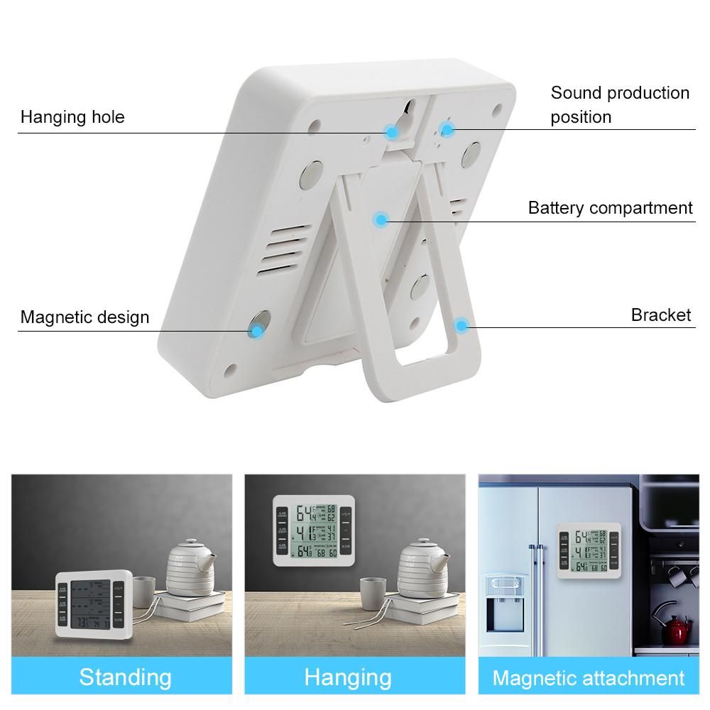 Indoor Outdoor Temperature Meter with Wireless Sensor Digital Temperature Monitor Meter Max & Min Record Large LCD Display for Home Bedroom Office (2 Sensor)