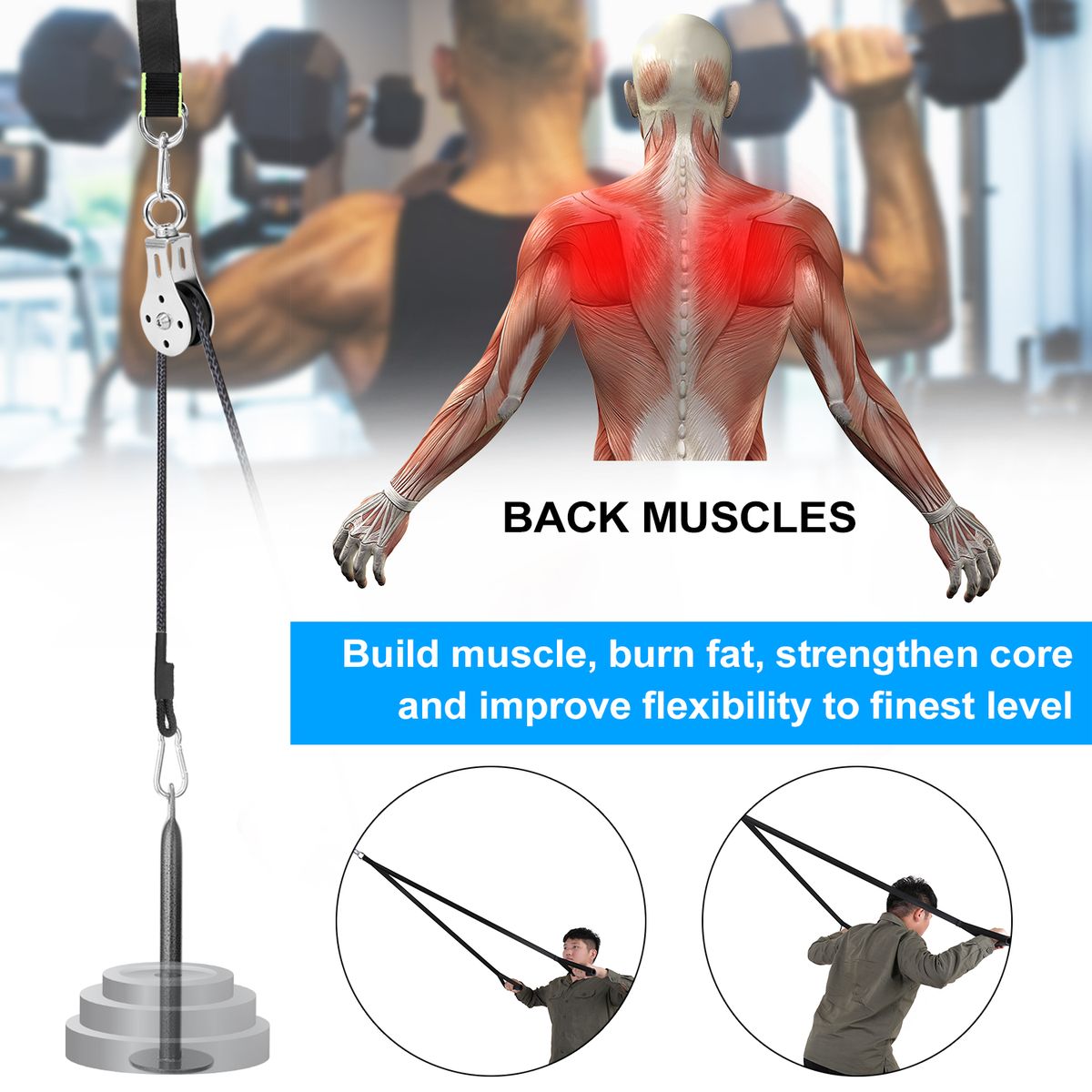 Home Gym Fitness DIY Pulley Cable Machine Attachment System Lifting Arm Hand