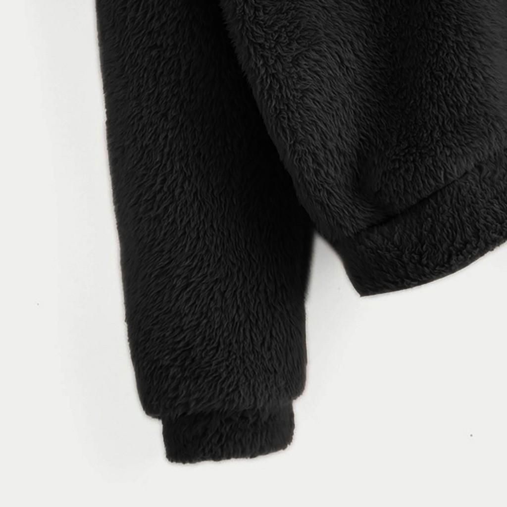 Women's Long Sleeve Fleece Sweatshirt Warm Bear Shape Fuzzy Hoodie Pul