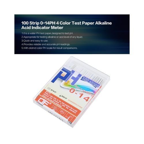 100 Strips 0-14 PH 4 Color Test Paper Alkaline Acid Indicato