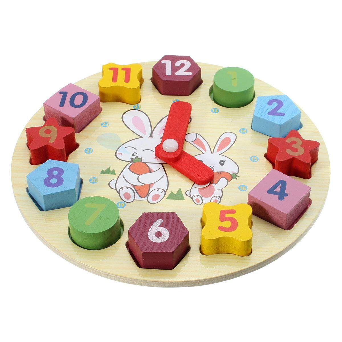 Wooden Blocks Toys Digital Geometry Clock Children's Educational Toy For Baby Boy And Girl Gift