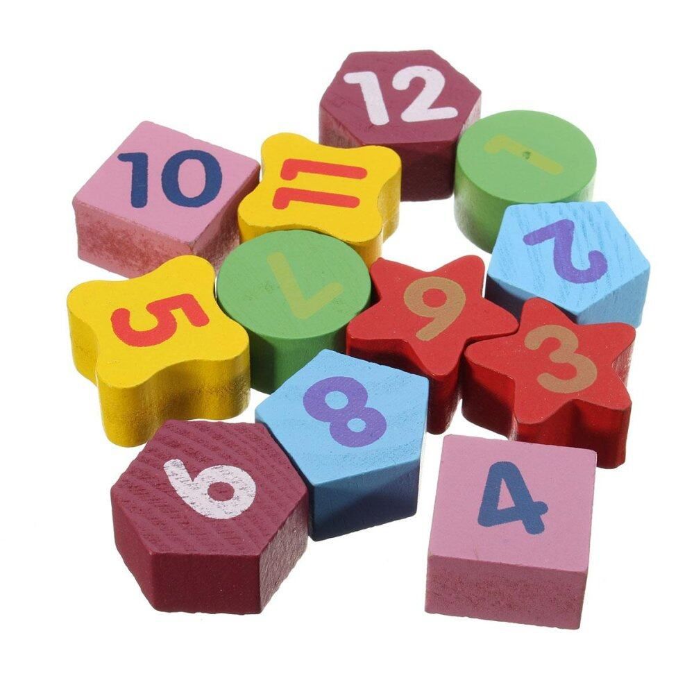 Wooden Blocks Toys Digital Geometry Clock Children's Educational Toy For Baby Boy And Girl Gift