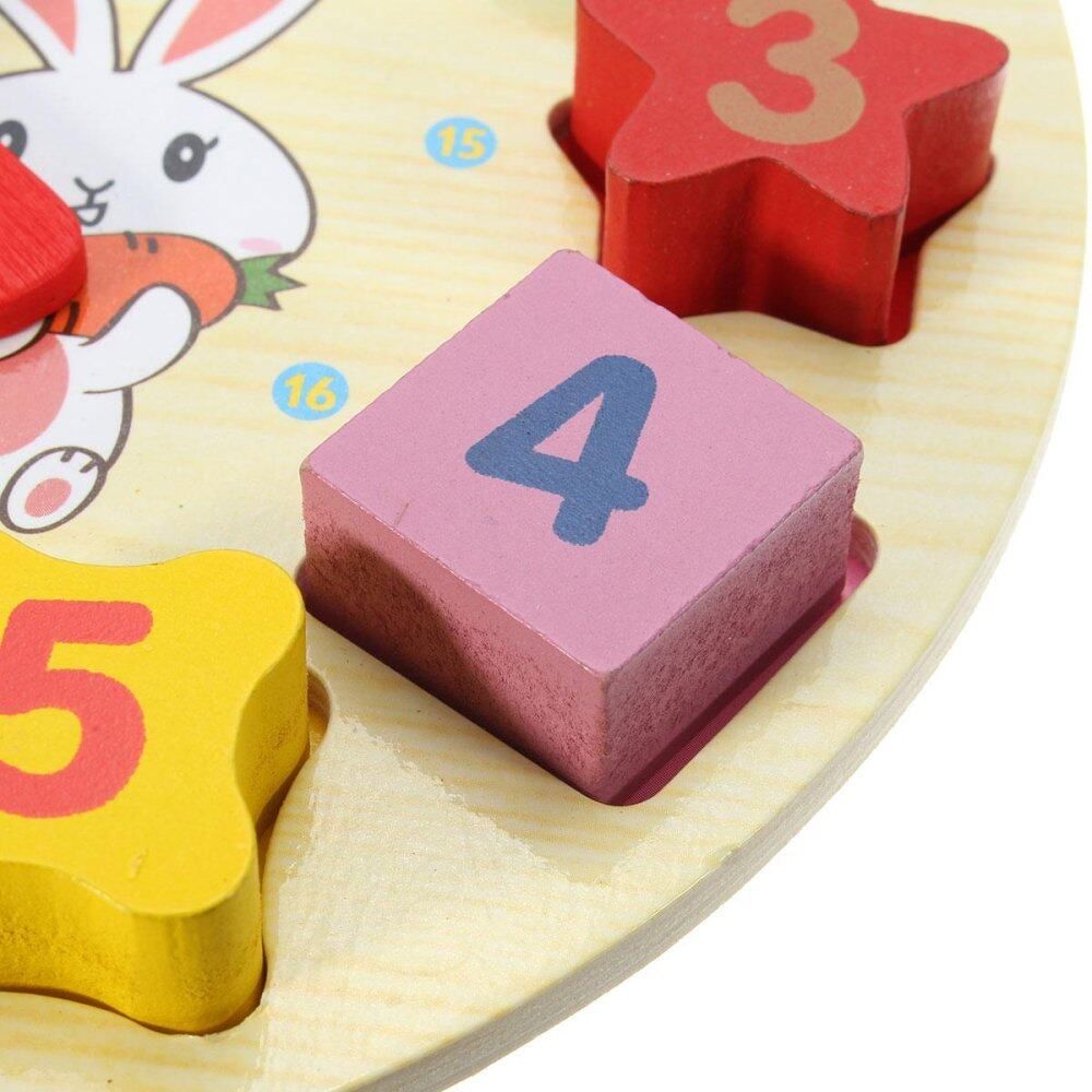Wooden Blocks Toys Digital Geometry Clock Children's Educational Toy For Baby Boy And Girl Gift