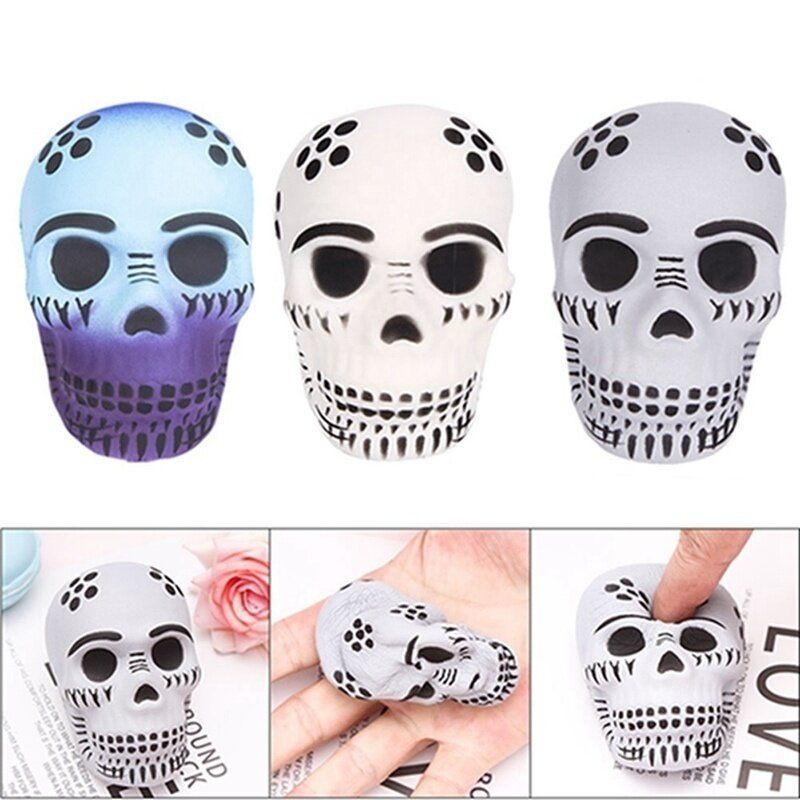Funny Skull Scented Charm Slow Rising Children Interesting Anti-Stress Toys Squeeze Toys Decompression Toys Chirstmas Gift Metal Gray Skull {9cm * 5.5cm * 6cm}