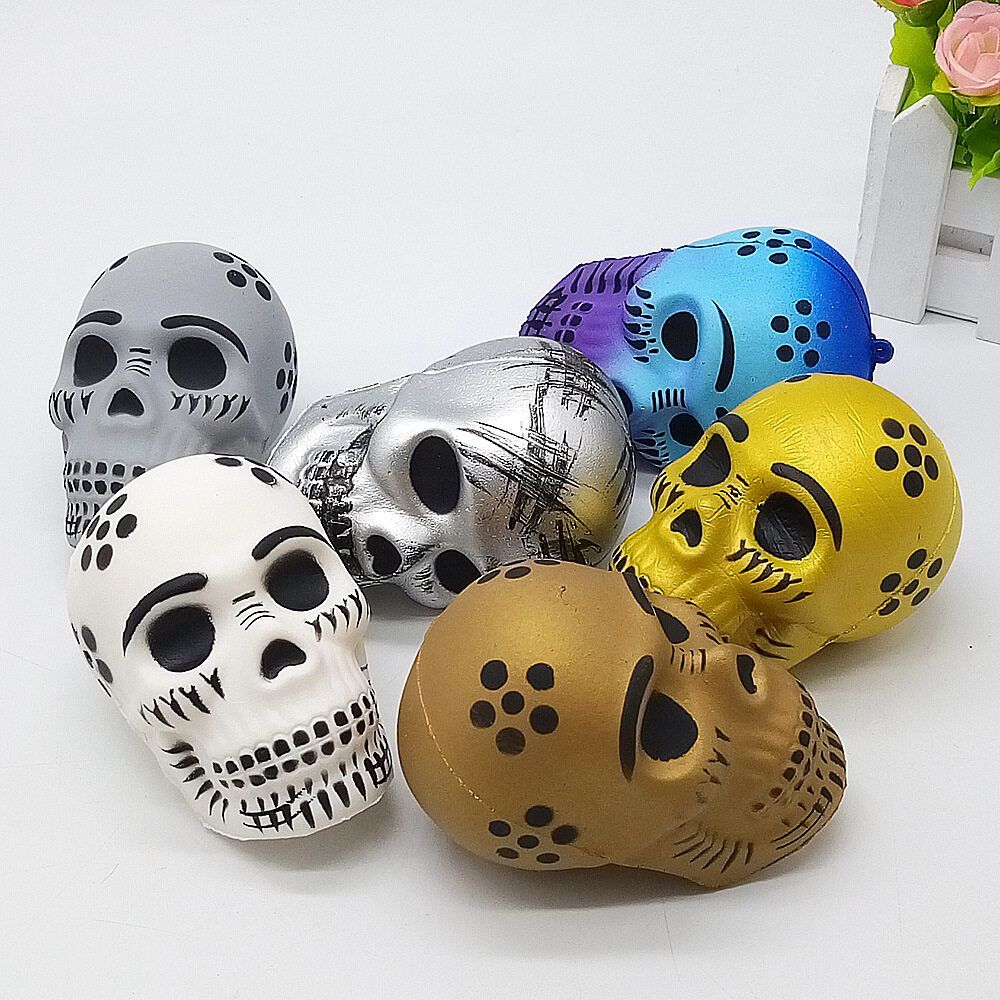 Funny Skull Scented Charm Slow Rising Children Interesting Anti-Stress Toys Squeeze Toys Decompression Toys Chirstmas Gift Metal Gray Skull {9cm * 5.5cm * 6cm}
