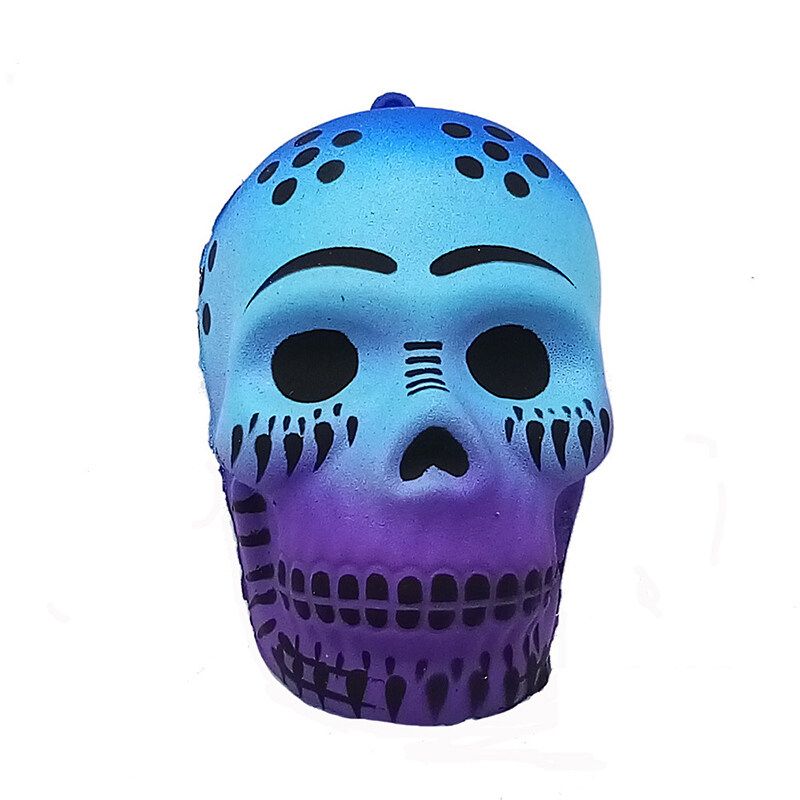 Funny Skull Scented Charm Slow Rising Children Interesting Anti-Stress Toys Squeeze Toys Decompression Toys Chirstmas Gift Sky Blue Skull {9cm * 5.5cm * 6cm}