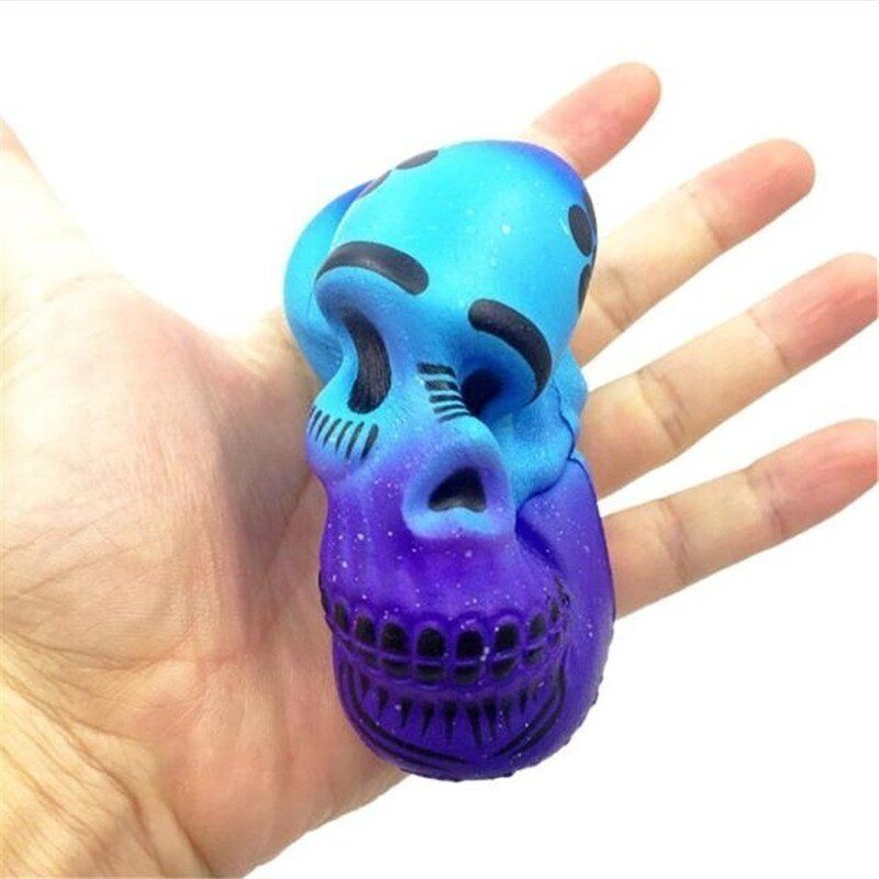 Funny Skull Scented Charm Slow Rising Children Interesting Anti-Stress Toys Squeeze Toys Decompression Toys Chirstmas Gift Sky Blue Skull {9cm * 5.5cm * 6cm}