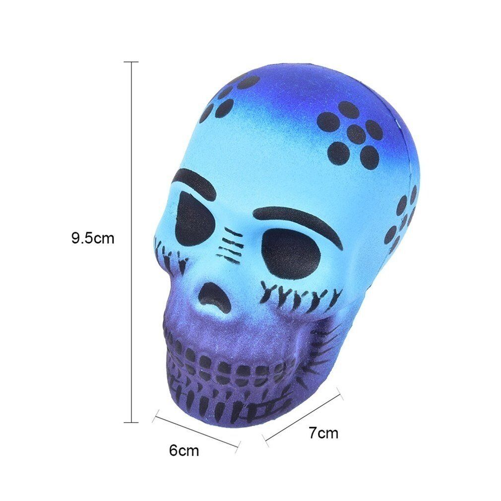 Funny Skull Scented Charm Slow Rising Children Interesting Anti-Stress Toys Squeeze Toys Decompression Toys Chirstmas Gift Sky Blue Skull {9cm * 5.5cm * 6cm}