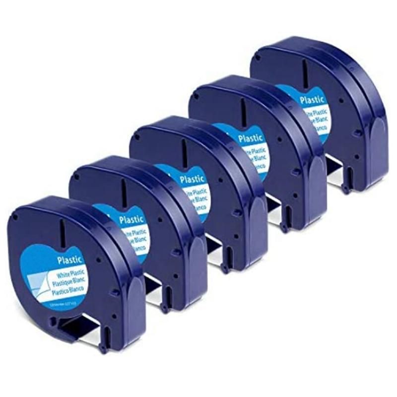 5-Pack Label Maker Tape for LetraTag Refill Plastic 91331 Compatible Label Tape Black on White 91331 Label Tape