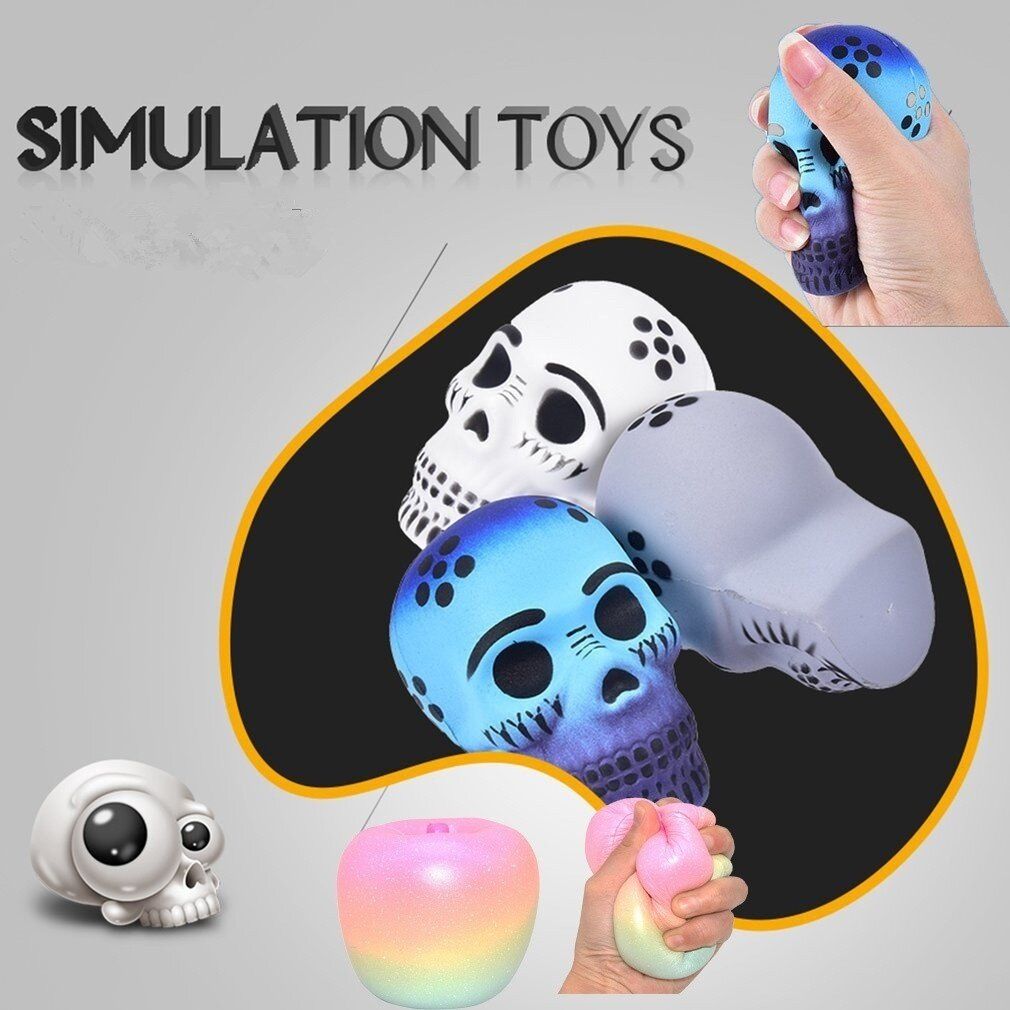 Funny Skull Scented Charm Slow Rising Children Interesting Anti-Stress Toys Squeeze Toys Decompression Toys Chirstmas Gift Gray Skull {9cm * 5.5cm * 6cm}