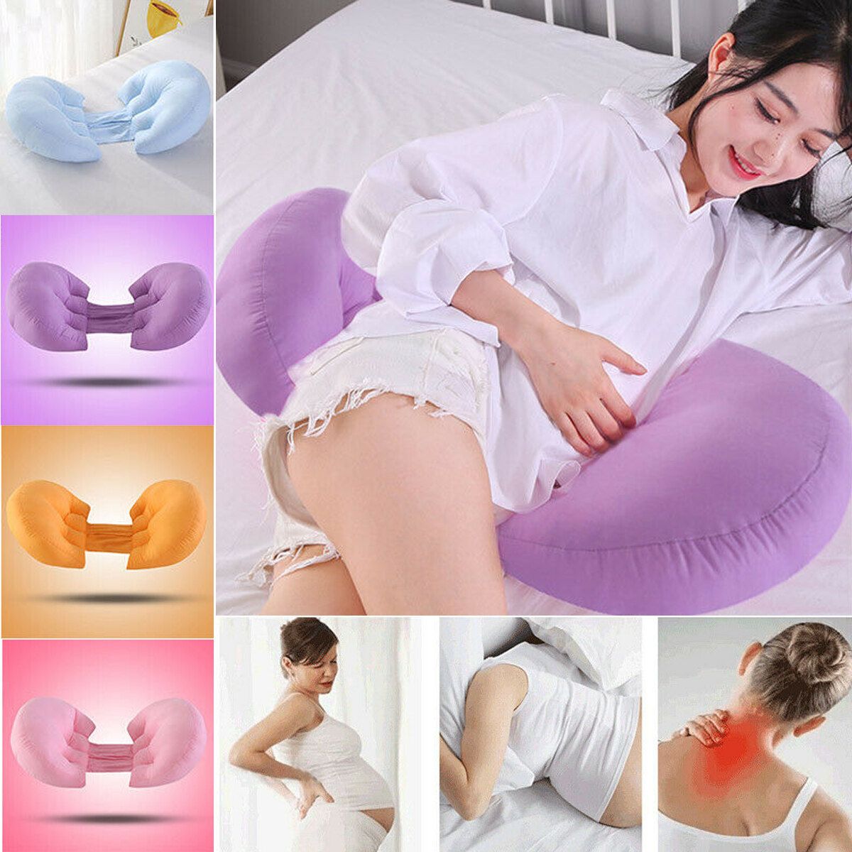 Pregnancy Pillow For Maternity Nursing Cotton Waist Pad Suport Side Sleeper Blue