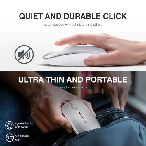 1pcs Ergonomic Rechargeable Silent Wireless Computer  Bluetooth Mouse Silver
