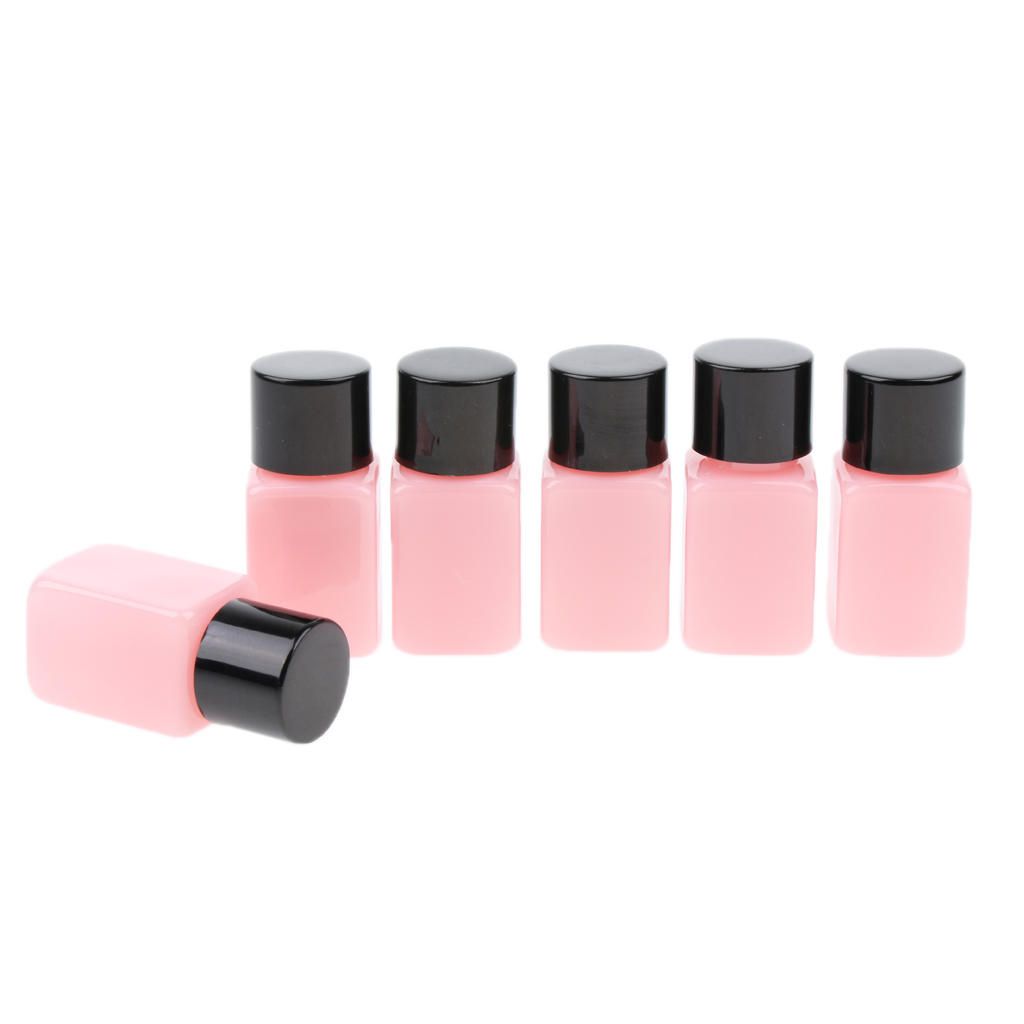 6 Piece 10ml Plastic Square Storage Bottles Cosmetics Black Cap