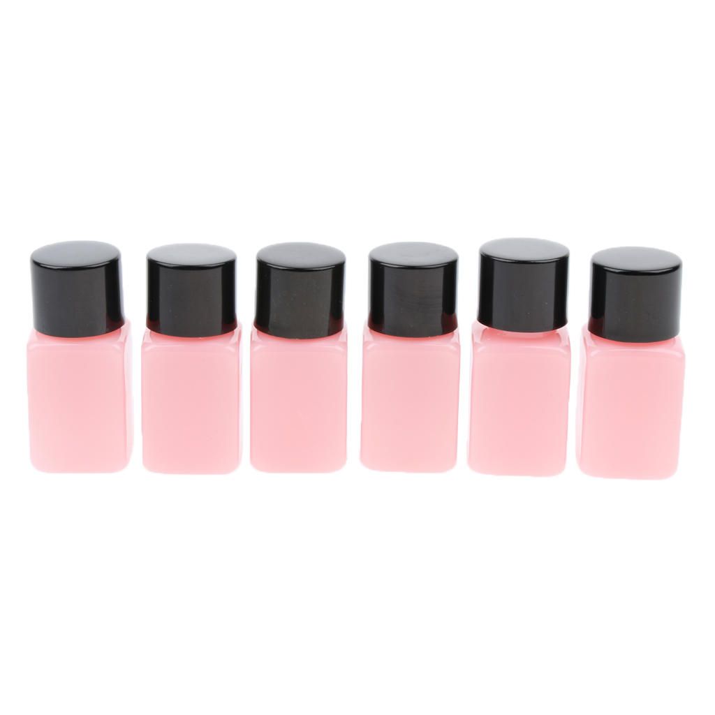 6 Piece 10ml Plastic Square Storage Bottles Cosmetics Black Cap