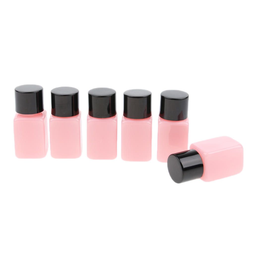 6 Piece 10ml Plastic Square Storage Bottles Cosmetics Black Cap