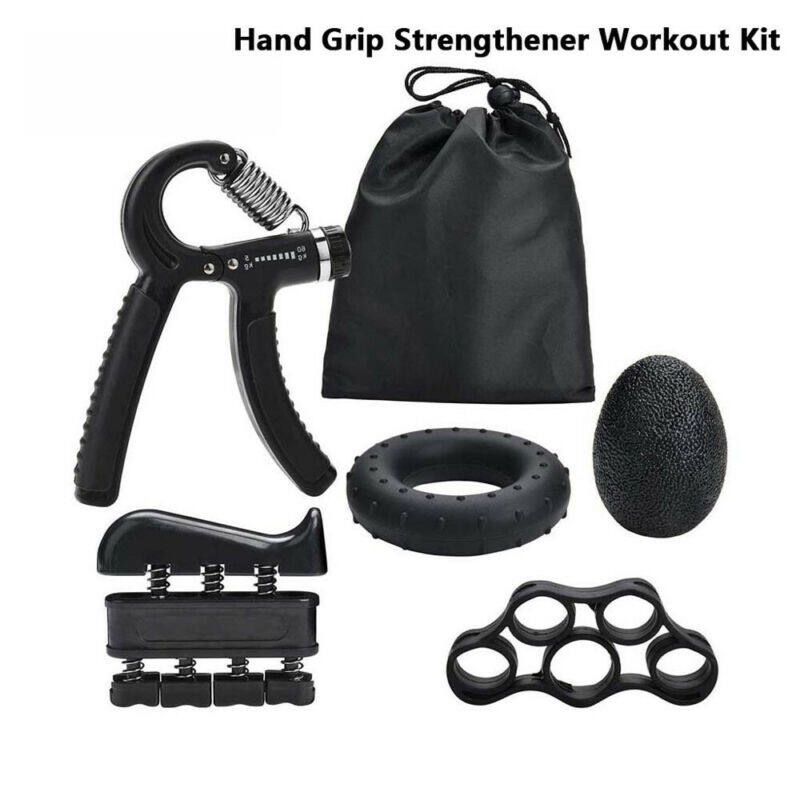 6Pcs/Set Hand Grip Gripper Trainer Countable Training Handshake Tool Adjustable 5-60kg Fitness Wrist Strength Squeezer Finger Strengthener Arm Gym Muscle Black