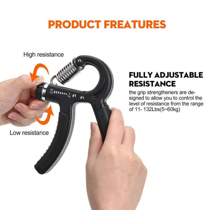 6Pcs/Set Hand Grip Gripper Trainer Countable Training Handshake Tool Adjustable 5-60kg Fitness Wrist Strength Squeezer Finger Strengthener Arm Gym Muscle Black