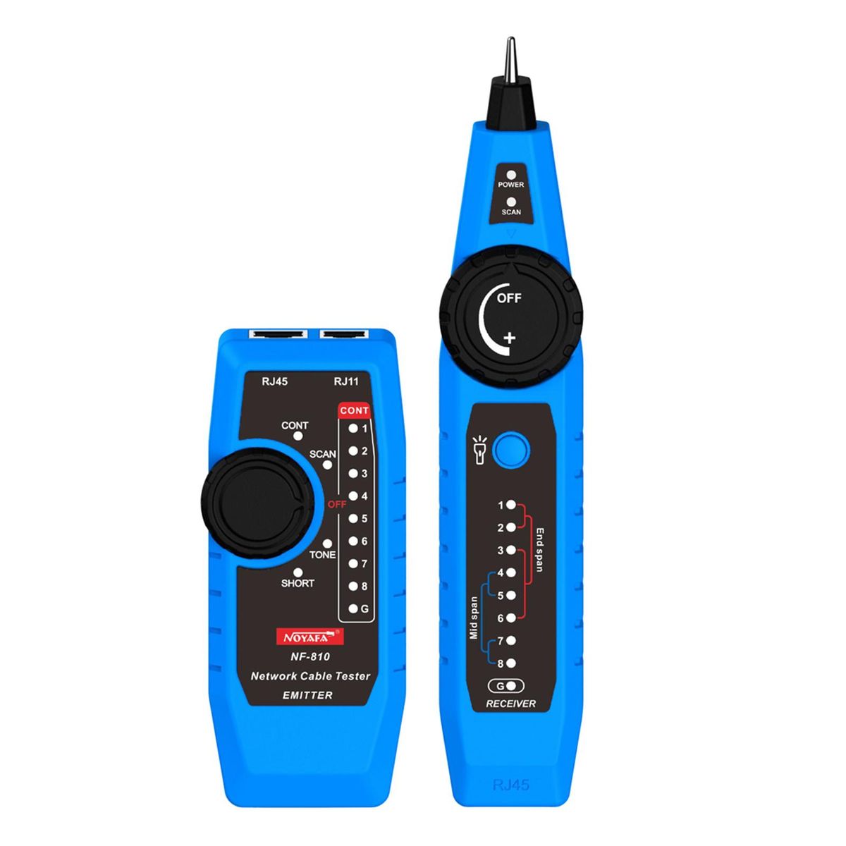 NOYAFA NF-810 Network Cable Tester Kit for RJ11 RJ45 CAT5 CAT6 LAN Cable Multi Function Wire Tracker Wiremap PoE TEL Testing Line Finder with LED Light Earphone Tool Bag
