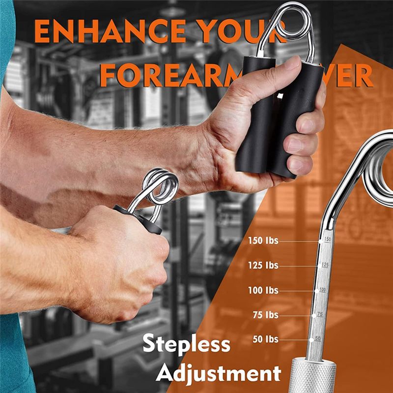 2Pcs Hand Grip Strength  Metal Grip Strength Trainer No Slip Heavy-Duty with Adjustable Resistance 50-150 Lbs