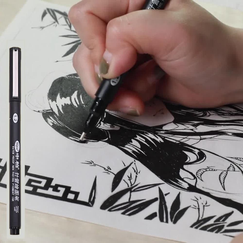Sipa 8Pcs Black Thin Liner Pens Mini Liner Fineliner