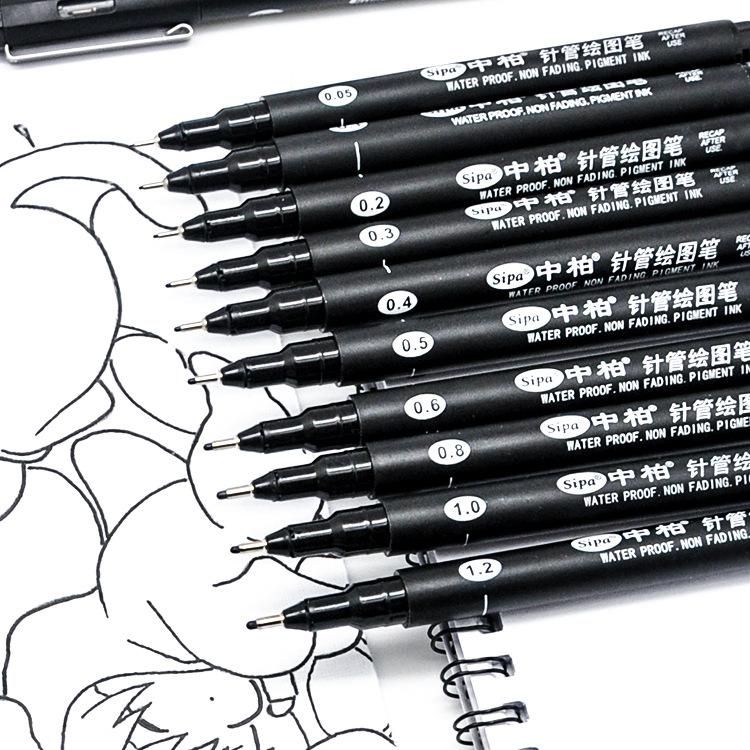 Sipa 8Pcs Black Thin Liner Pens Mini Liner Fineliner