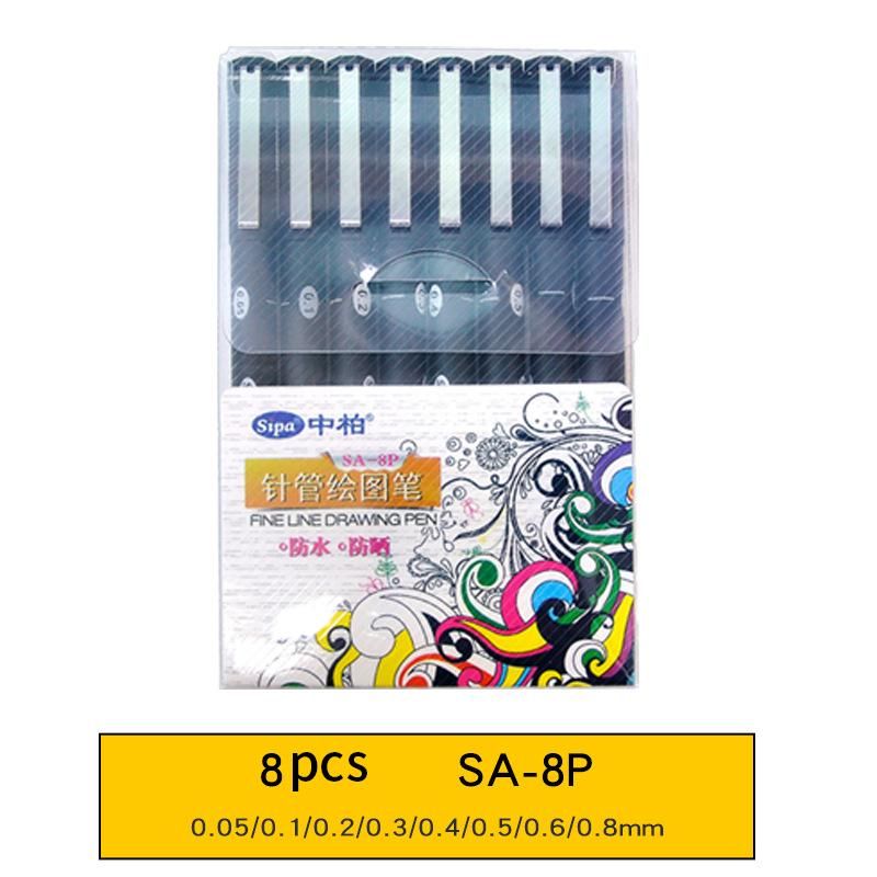 Sipa 8Pcs Black Thin Liner Pens Mini Liner Fineliner