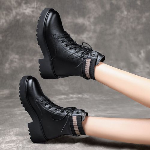 Women Lady Sexy Mid-Low Heeled Platform Martin Boots Party Dress Work Booties Shoes