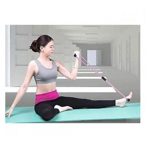 A Set Of Two Figure Eight Latex Tensioners Open Shoulder Arm Elastic Rope Home(Pink)