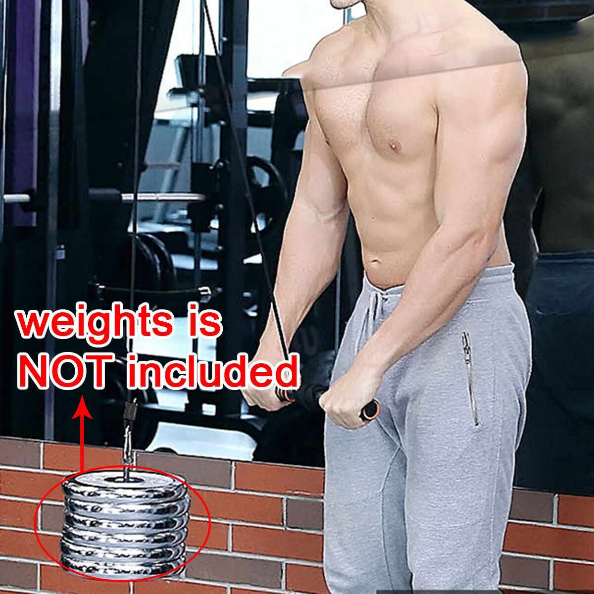 Fitness Pulley Cable System DIY Lifting Machine Triceps Rope Weight Workout Gift Black
