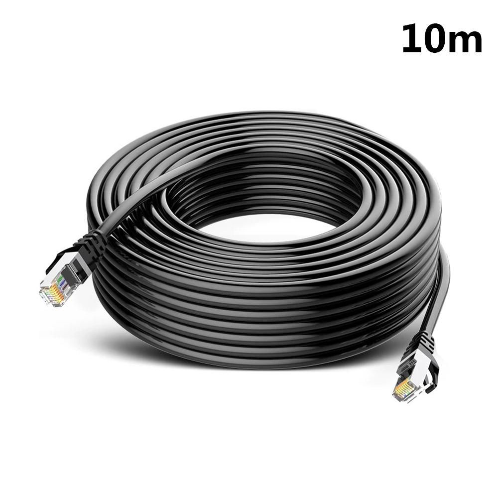 CAT6 2m/5m/10m Ethernet Cable Gigabit Network Patch Cord Gold Plated RJ45 Ultrafine Patch Network Cable for Computer Router TVBox Networking Cable Adapter Black