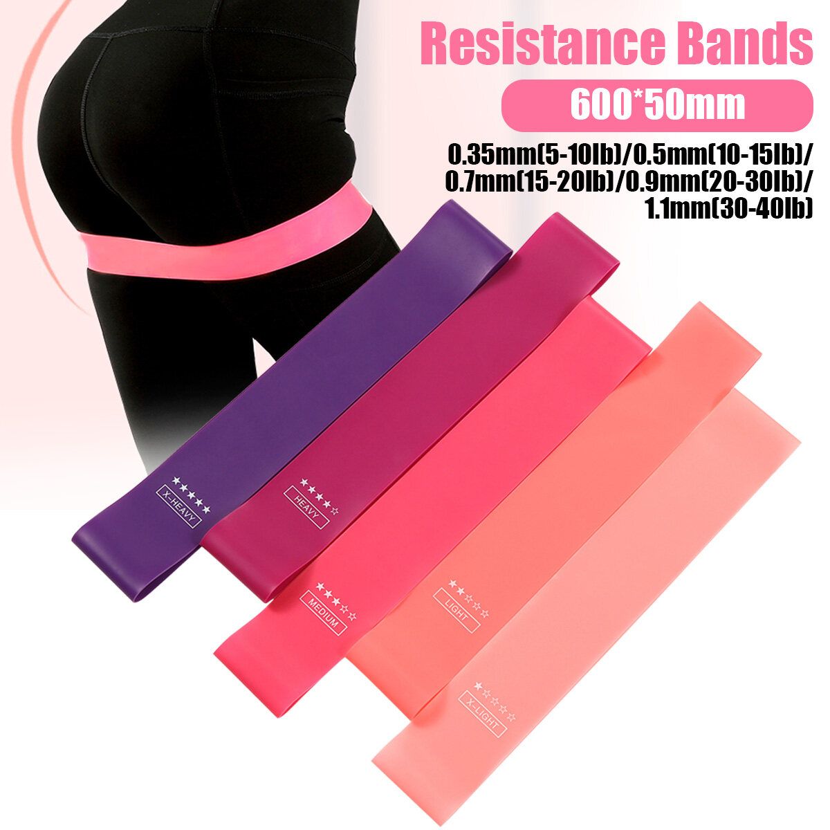 Latex Resistance Bands Strength Training Exercise Fitness Home Yoga 600*50mm Purple(1Pc)