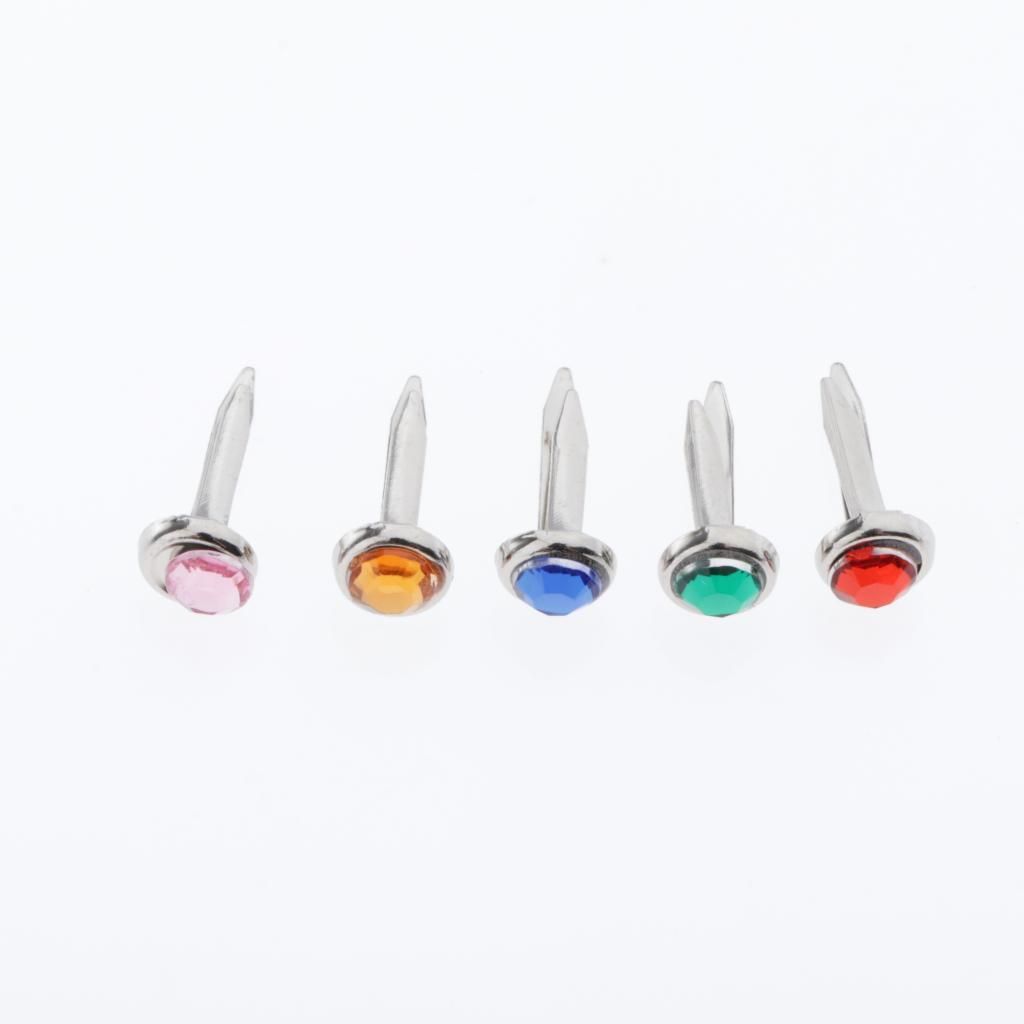 50/100x Paper Fasteners DIY Metal Split Pins 50pcs Small Cyrstal Head