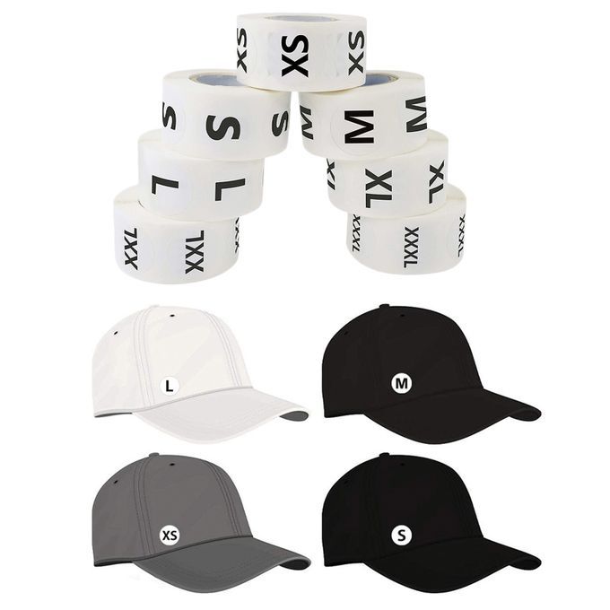 7x Clothes Size Hanger Stickers Round Sticky Size Labels XS