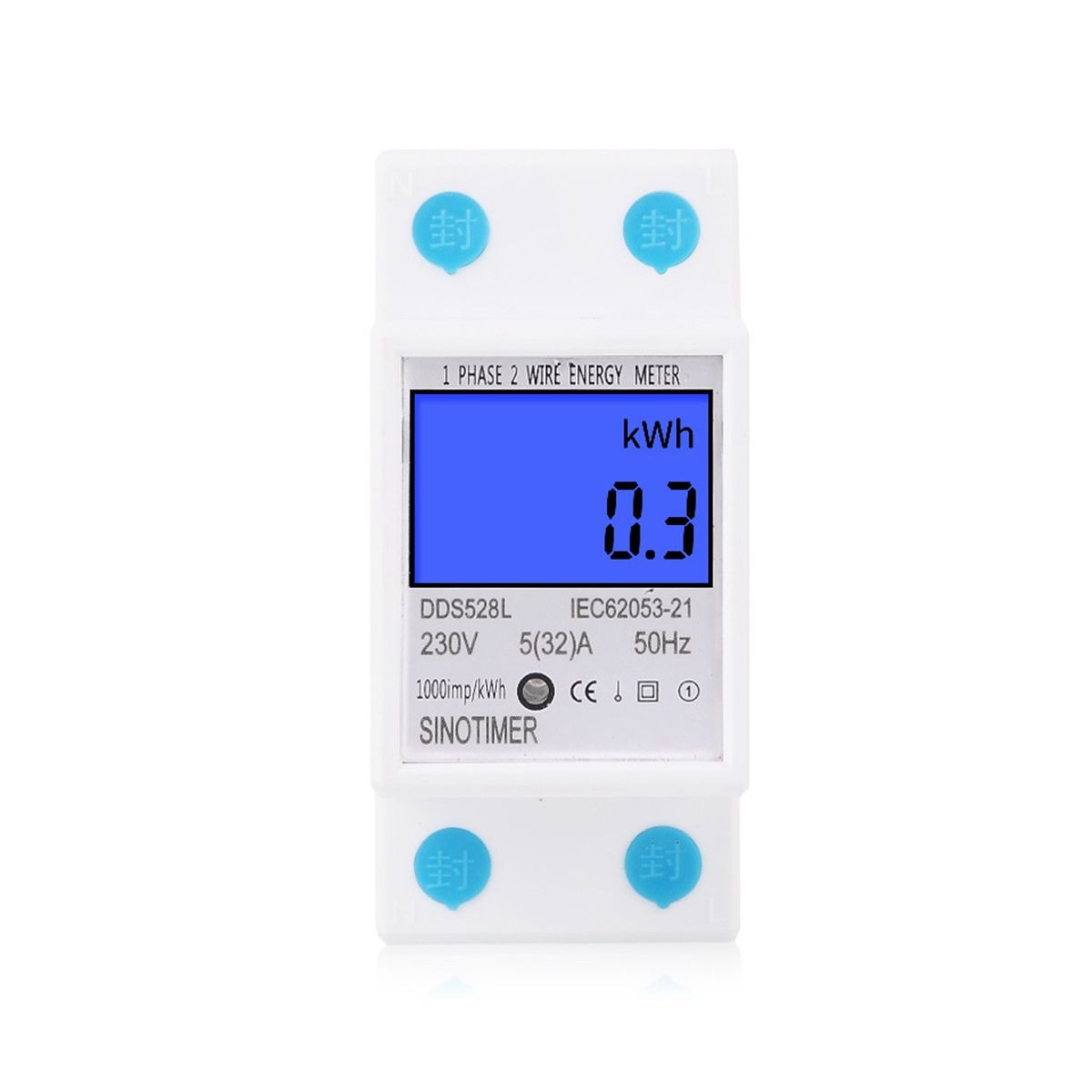 Backlit Single Phase Two Wire Lcd Digital Display Wattmeter Power Consumption Energy Meter Kwh Ac 230V 50Hz Din Rail