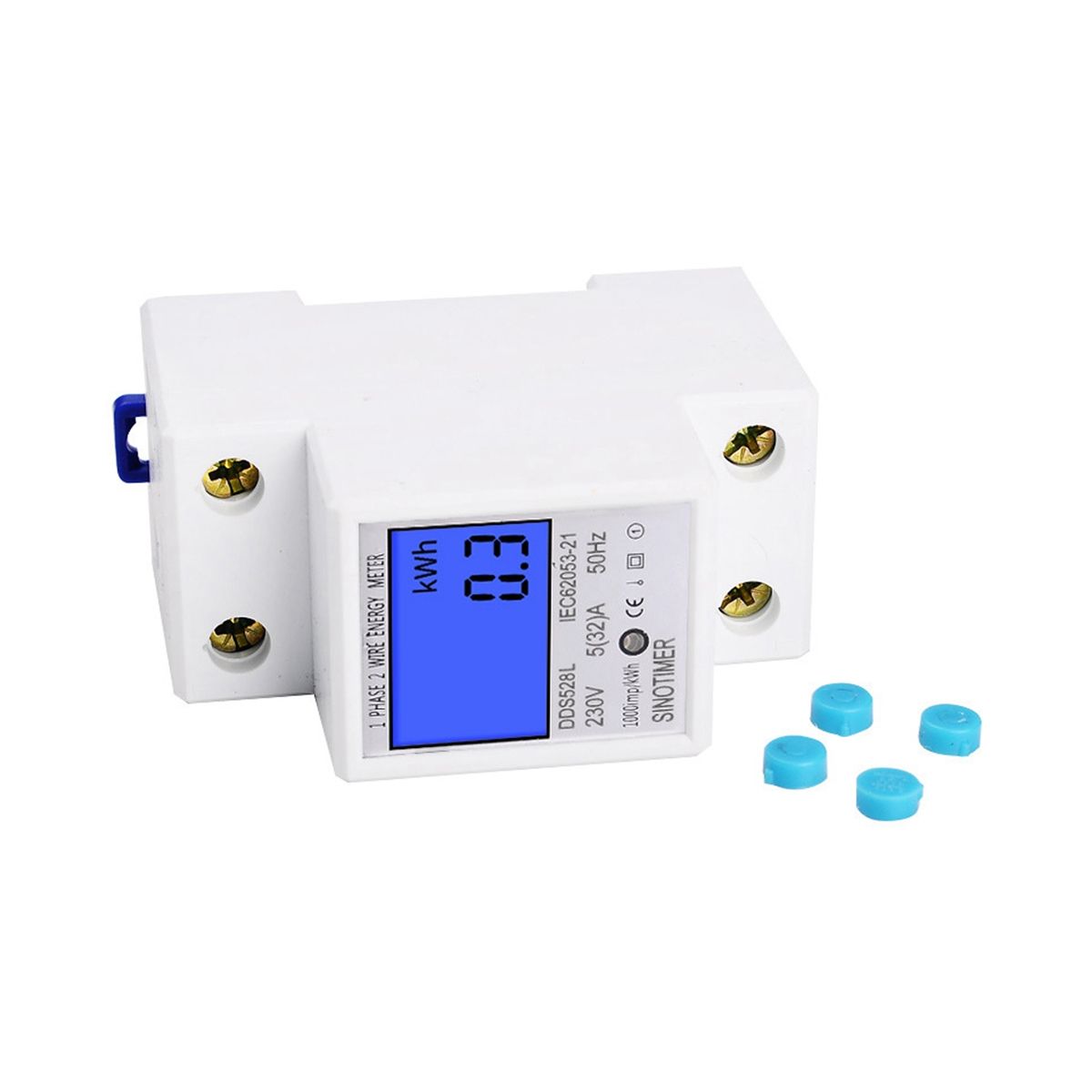 Backlit Single Phase Two Wire Lcd Digital Display Wattmeter Power Consumption Energy Meter Kwh Ac 230V 50Hz Din Rail