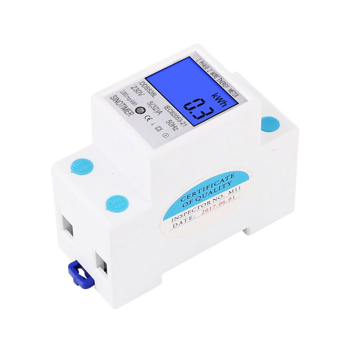 Backlit Single Phase Two Wire Lcd Digital Display Wattmeter Power Consumption Energy Meter Kwh Ac 230V 50Hz Din Rail