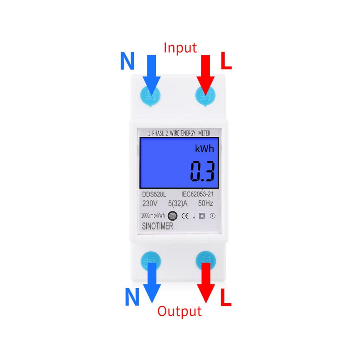 Backlit Single Phase Two Wire Lcd Digital Display Wattmeter Power Consumption Energy Meter Kwh Ac 230V 50Hz Din Rail