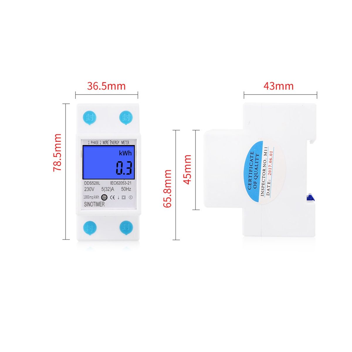 Backlit Single Phase Two Wire Lcd Digital Display Wattmeter Power Consumption Energy Meter Kwh Ac 230V 50Hz Din Rail