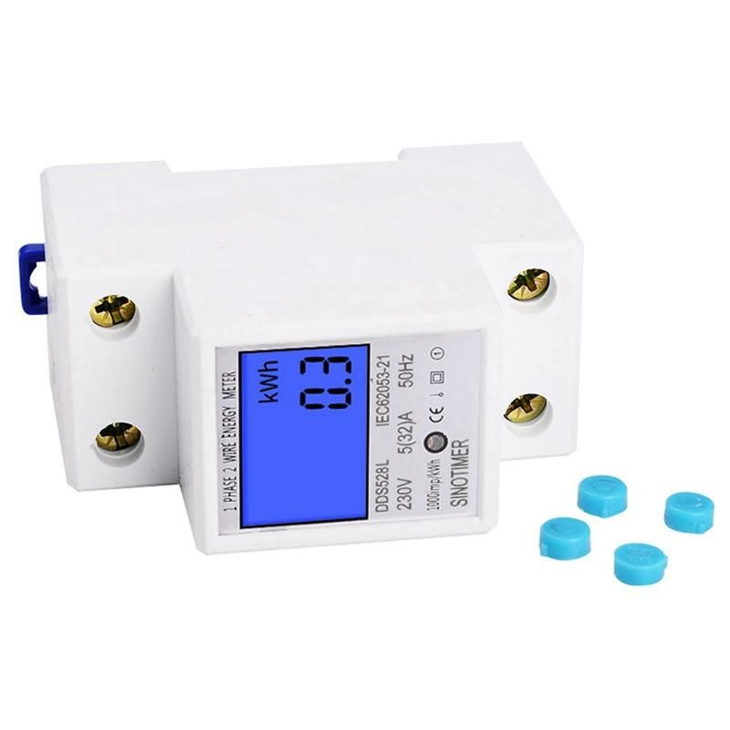 Backlit Single Phase Two Wire Lcd Digital Display Wattmeter Power Consumption Energy Meter Kwh Ac 230V 50Hz Din Rail